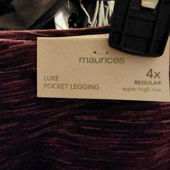 4X Plussize Super High Rise Red Space Dye Pocket Luxe Legging Stretch Activewear - Picture 7 of 8